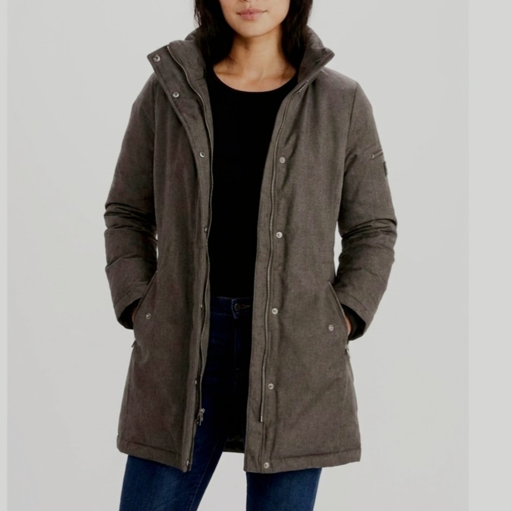 Ivanka Trump Women's Olive/Brown Parka Puffer Jacket w/ Gold Accents - Small